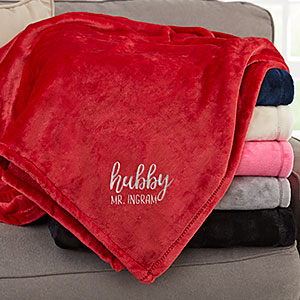 Wifey  Hubby Personalized 60x80 Red Fleece Blanket - 30080-LR