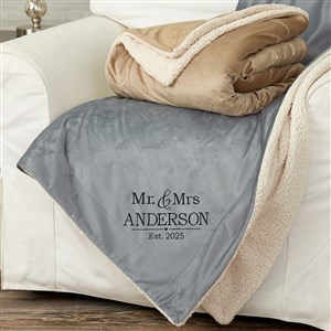 Wedding Couple Embroidered 60x72 Grey Sherpa Blanket - 30081-GL