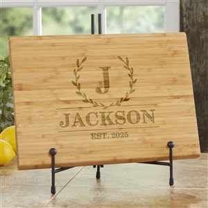 Laurel Wreath Personalized Bamboo Cutting Board- 10x14 - 30316