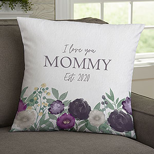 Floral Love For Mom Personalized 18-inch Throw Pillow - 30594-L