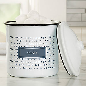 Modern Spots Personalized Enamel Jar - Medium Canister - 31234-M