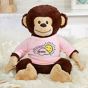 Get Well Personalized  Plush Monkey- Pink - 31631-P