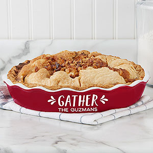 Gather  Gobble Personalized Classic Ceramic Pie Dish - Red - 31980R-C