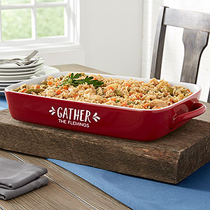 Gather  Gobble Personalized Casserole Baking Dish - Red - 31986R-C