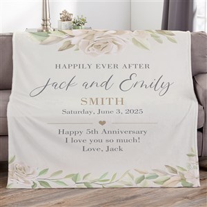 Floral Anniversary Personalized 60x80 Plush Fleece Blanket - 32115-L