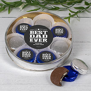 Best Dad Ever Large Tin with 8 Chocolate Covered Oreo Cookies Silver - 32229D-LS