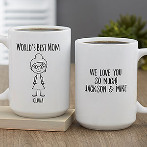 Stick Characters For Her Personalized Coffee Mug 15oz. - White - 32387-L