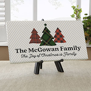 Plaid  Print Personalized Christmas Canvas Print - 32648