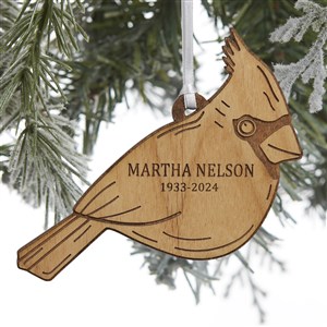 Cardinal Memorial Personalized Wood Ornament - Natural - 32700-N