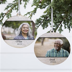 Double Photo Memorial Personalized Photo Ornament- 3.75 Wood - 2 Sided - 32701-2W