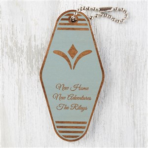 New Home Personalized Wood Motel Keychain- Blue Stain - 32909-B