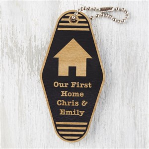 New Home Personalized Wood Motel Keychain- Black Poplar - 32909-BLK