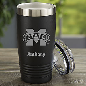 NCAA Mississippi State Bulldogs Personalized 20 oz Black Stainless Steel Tumbler - 33145-B