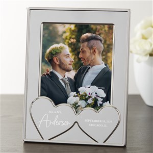 Mx. Title Personalized Silver Wedding Hearts Picture Frame - 34282