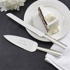 Mx. Title Engraved Wedding Cake Knife  Server Set - 34289