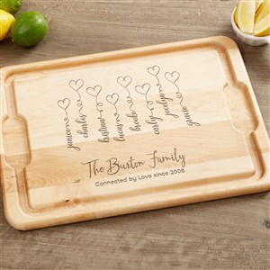 Connected By Love Personalized Hardwood Cutting Board- 12x17 - 34858