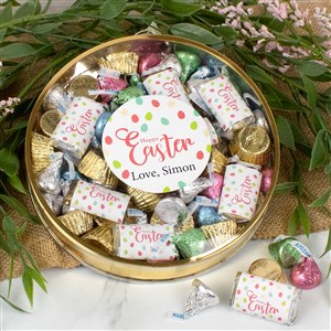 Happy Easter Personalized Large Tin with Hersheys  Reeses Mix - 36644D-L