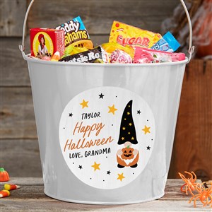 Halloween Gnome Personalized Large Treat Bucket- White - 36719-L