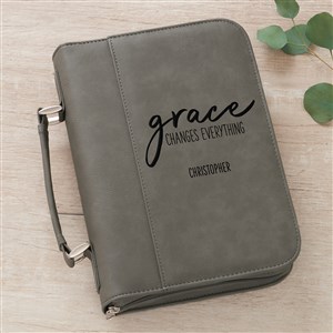 Grace Spiritual Quote Personalized Bible Cover-Charcoal - 36892