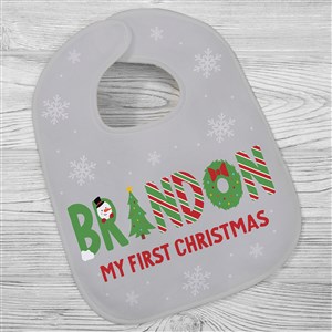 The Joys Of Christmas Personalized Baby Bib - 37350-B