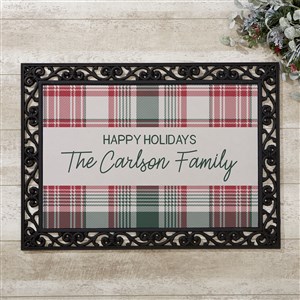 Fresh Plaid Personalized Christmas Doormat- 18x27 - 37502
