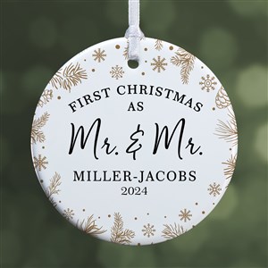 Gold Foliage Wedding Personalized Ornament- 2.85 Glossy - 1 Sided - 37747-1S