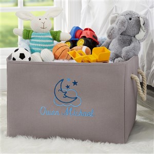 Moon  Stars Embroidered Kids Room Storage Tote- Grey - 37751-G