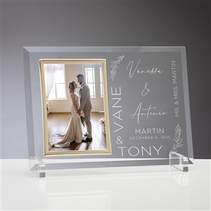 Elegant Couple Engraved Glass Wedding Picture Frame - 37828