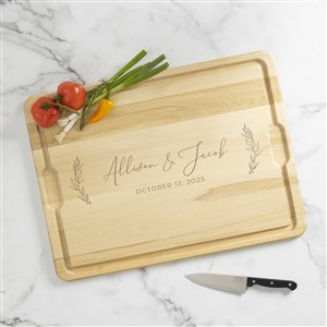 Elegant Couple Personalized Wedding Extra Large Hardwood Cutting Board- 15x21 - 37833-XL