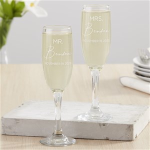 Elegant Couple Engraved Wedding Champagne Flute Set - 37844