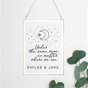 Under The Same Moon Personalized Hanging Glass Wall Decor - 38035
