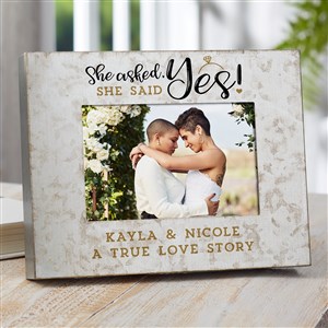 She Asked, She Said Yes Personalized Galvanized Metal Picture Frame- 4x 6 - 38186-4x6H