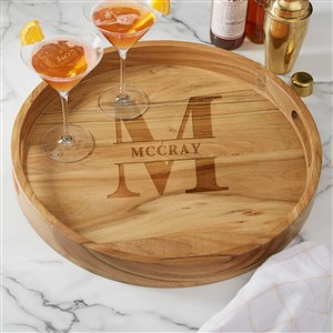 Lavish Last Name Engraved Acacia Wood Round Serving Tray - 38222