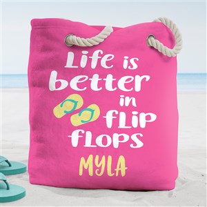 Life Is Better In Flip Flops Personalized Terry Cloth Beach Bag- Large - 38272-L