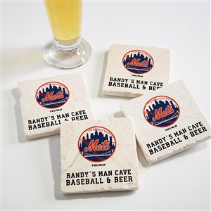 MLB New York Mets Personalized Tumbled Stone Coaster Set - 39422