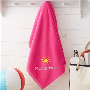 Beach Fun Embroidered 35x60 Beach Towels- Hot Pink - 40650-HP