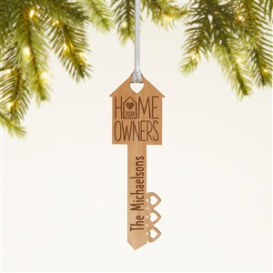 Home Owners Personalized Wood Key Ornament- Natural - 40857-N