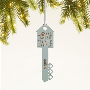 Home Owners Personalized Wood Key Ornament- Blue Stain - 40857-B