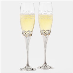 Engraved Infinity Heart Wedding Flute Set - 41624