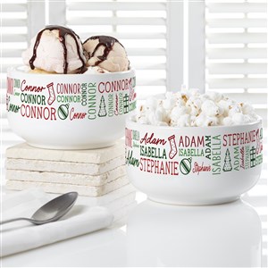 Holiday Repeating Name Personalized 14 oz. Snack Bowl - 42472
