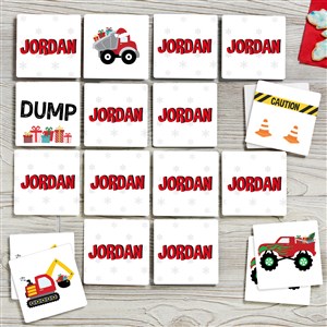 Construction  Monster Trucks Personalized Christmas Memory Game - 42760