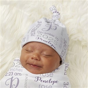 Modern All About Baby Girl Personalized Baby Top Knot Hat - 43672