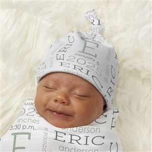 Modern All About Baby Boy Personalized Baby Top Knot Hat - 43693