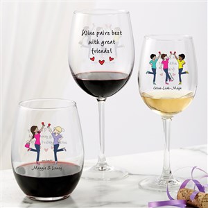 Cheers to Friendship philoSophie's Personalized Wine Glasses - 43715