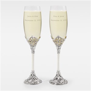 Engraved Wedding  Anniversary Cathedral Flute Set - 43994