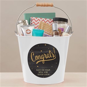 Congratulation Personalized Large Metal Bucket-White - 44217-WL