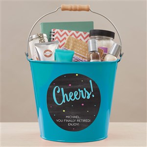 Congratulation Personalized Large Metal Bucket-Turquoise - 44217-TL