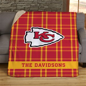 NFL Plaid Pattern Kansas City Chiefs Personalized 60x80 Sherpa Blanket - 44657-SL