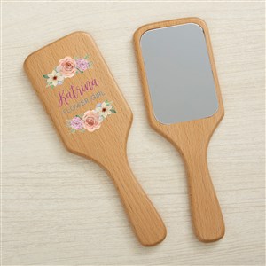 Floral Wreath Personalized Wooden Hand Mirror - 44954-M