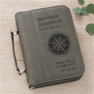 First Communion Compass Personalized Bible Cover-Charcoal Title:	 - 45588-G